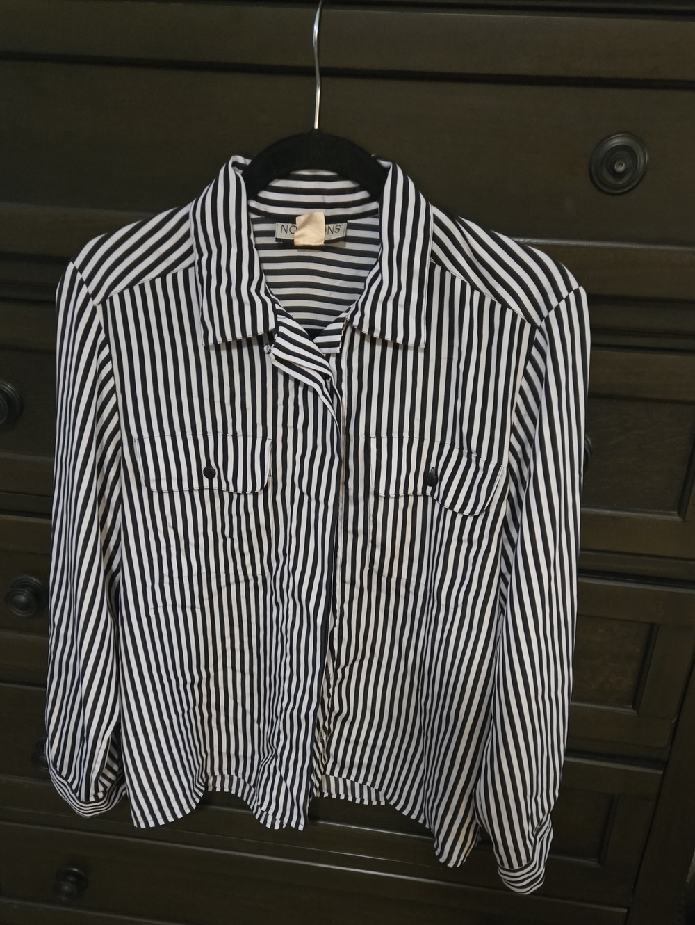 Black & White Vertical Stripe Button-Down Shirt